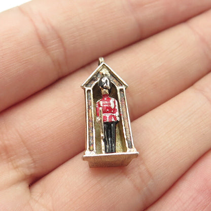 925 Sterling Silver Vintage Enamel Royal Guard Queen's Palace Amulet Pendant