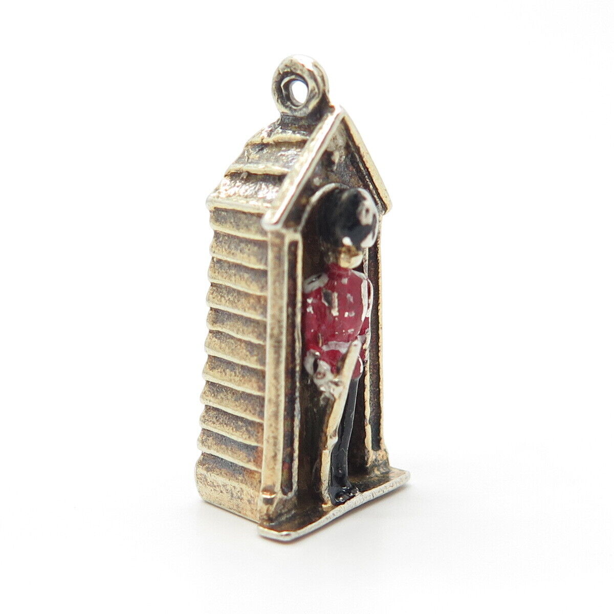 925 Sterling Silver Vintage Enamel Royal Guard Queen's Palace Amulet Pendant