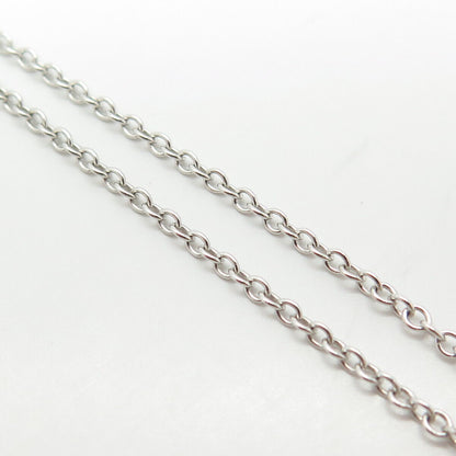 925 Sterling Silver Real Black Spinel Gem & C Z Butterfly Chain Necklace 16"