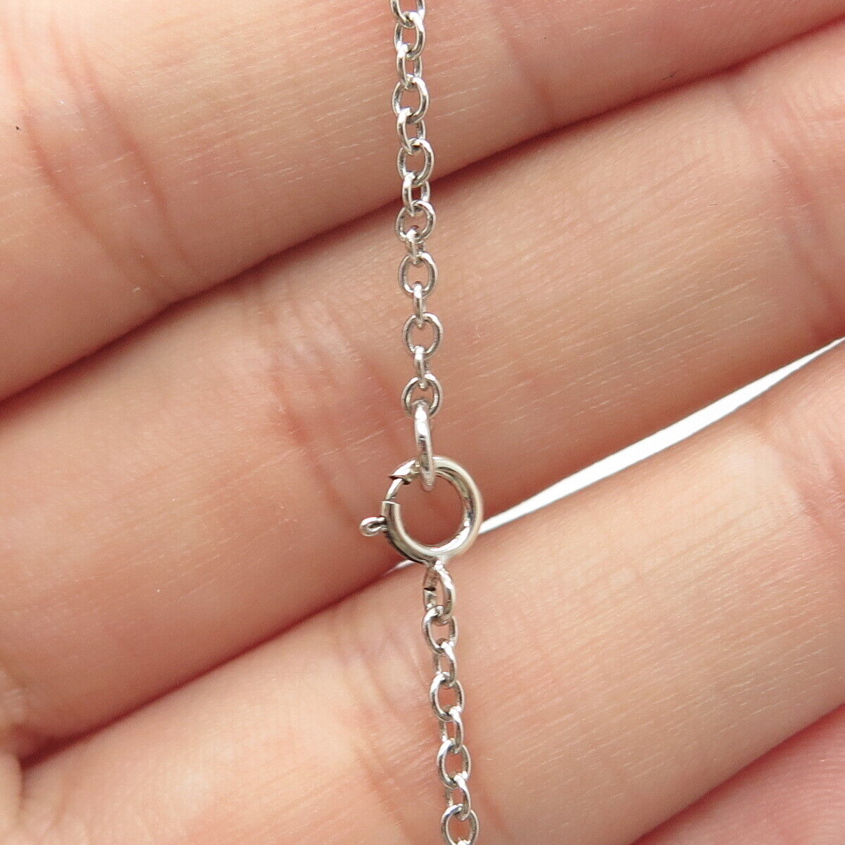 925 Sterling Silver Real Black Spinel Gem & C Z Butterfly Chain Necklace 16"