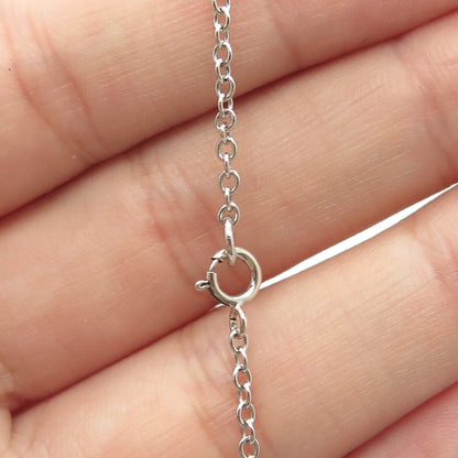 925 Sterling Silver Real Black Spinel Gem & C Z Butterfly Chain Necklace 16"