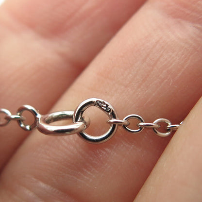 925 Sterling Silver Real Black Spinel Gem & C Z Butterfly Chain Necklace 16"