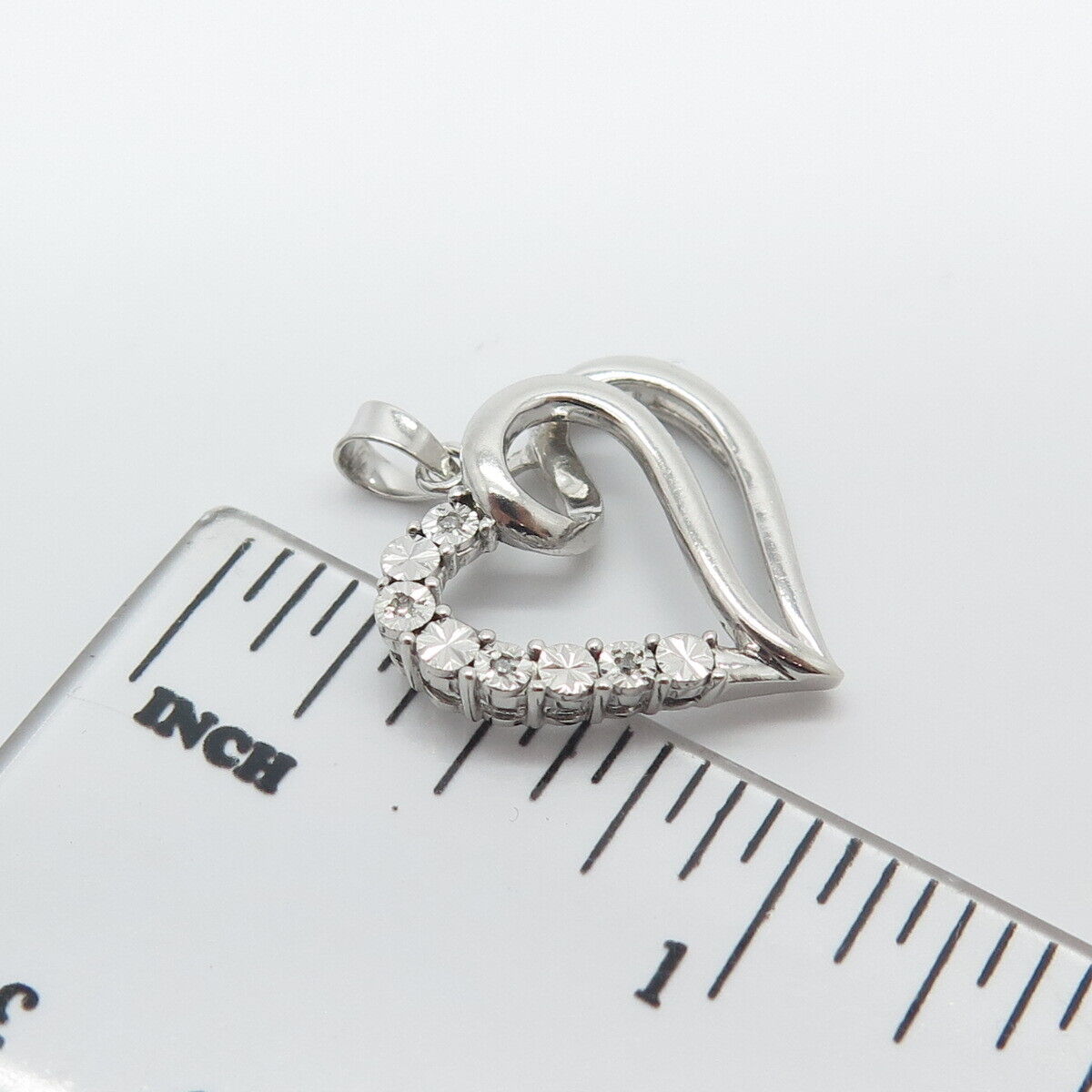 925 Sterling Silver Real Diamond Accent Heart Pendant