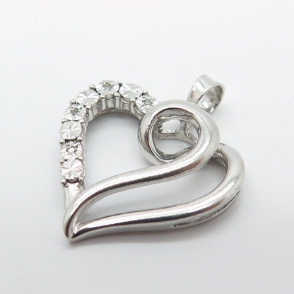 925 Sterling Silver Real Diamond Accent Heart Pendant