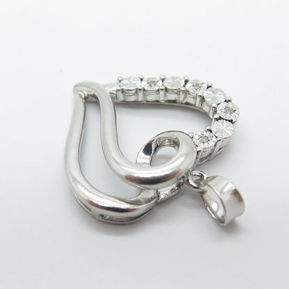 925 Sterling Silver Real Diamond Accent Heart Pendant
