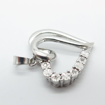 925 Sterling Silver Real Diamond Accent Heart Pendant