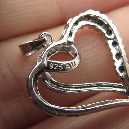 925 Sterling Silver Real Diamond Accent Heart Pendant