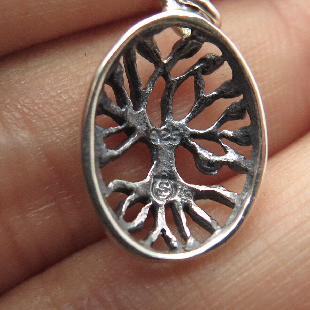 925 Sterling Silver Vintage Tree Charm Pendant