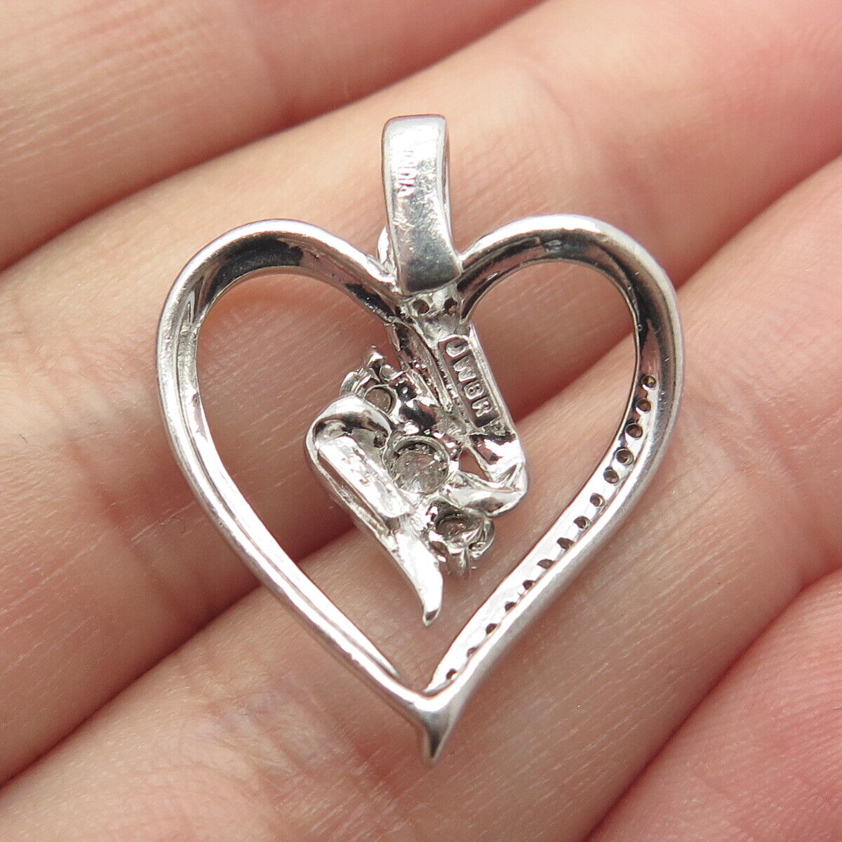 925 Sterling Silver Jane Seymour Real White Diamond Heart Slide Pendant