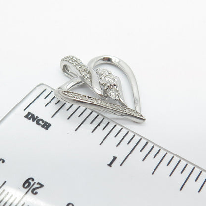 925 Sterling Silver Jane Seymour Real White Diamond Heart Slide Pendant