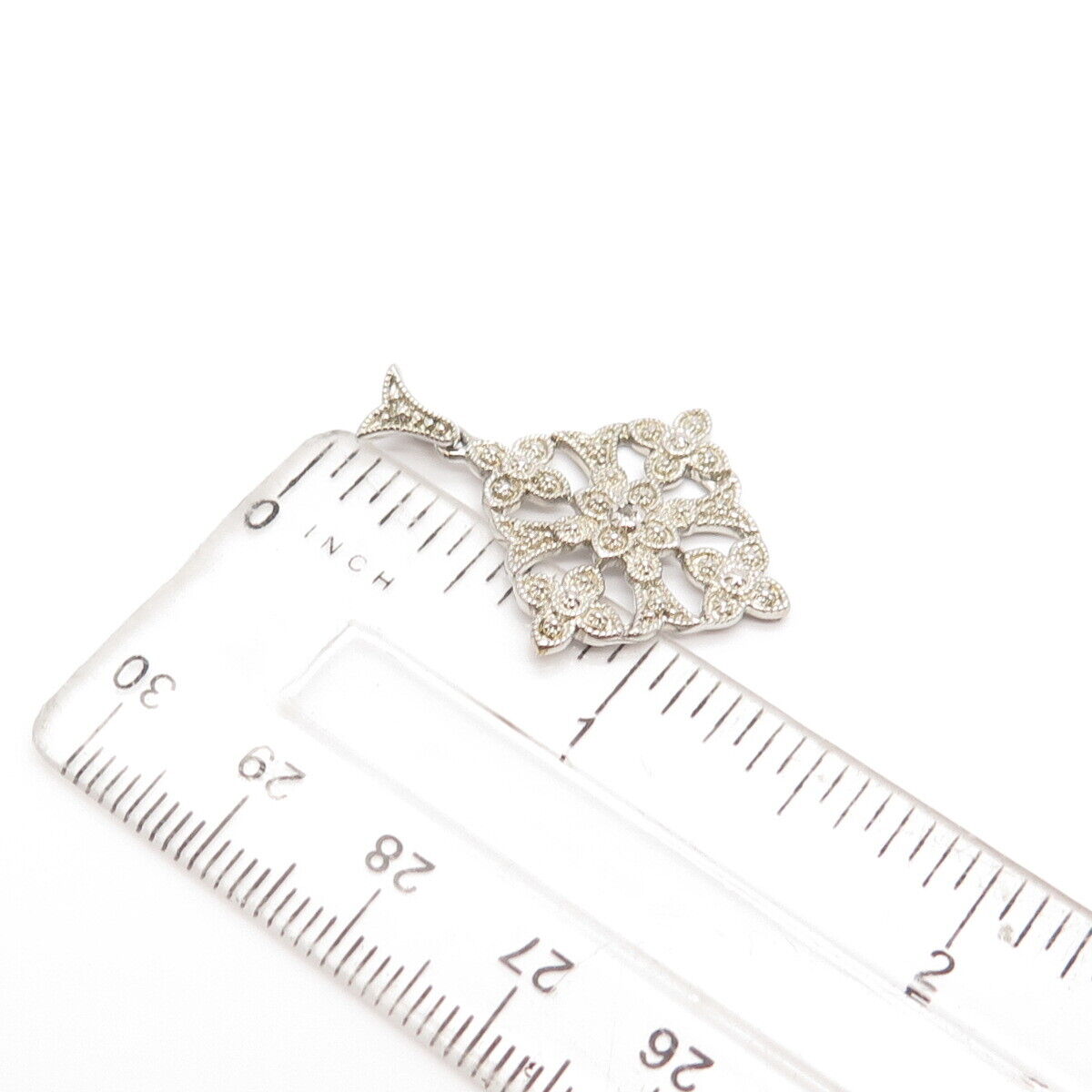 925 Sterling Silver DBJ Real Diamond Accent Floral Pendant