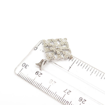 925 Sterling Silver DBJ Real Diamond Accent Floral Pendant