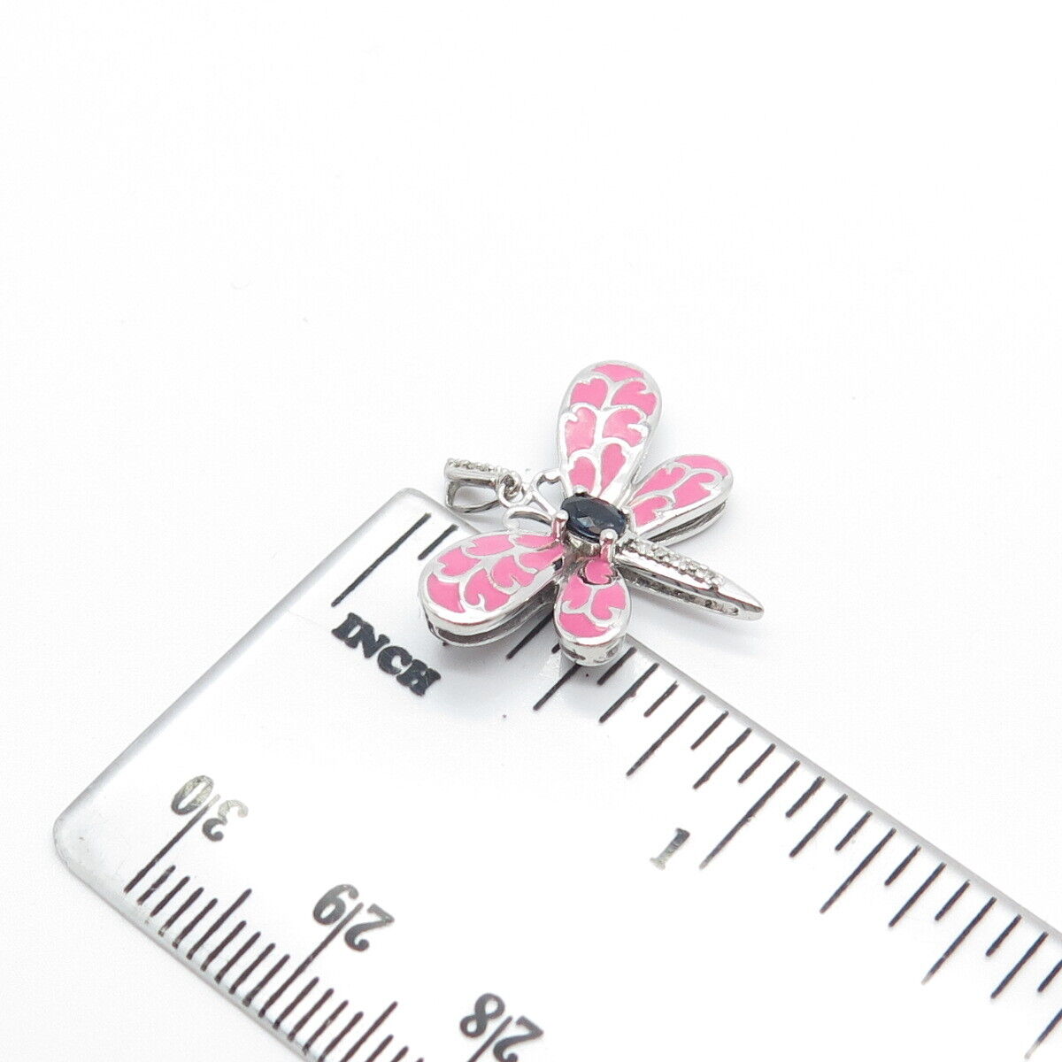 925 Sterling Silver JWBR Jane Seymour Real Diamond & Sapphire Enamel Pendant