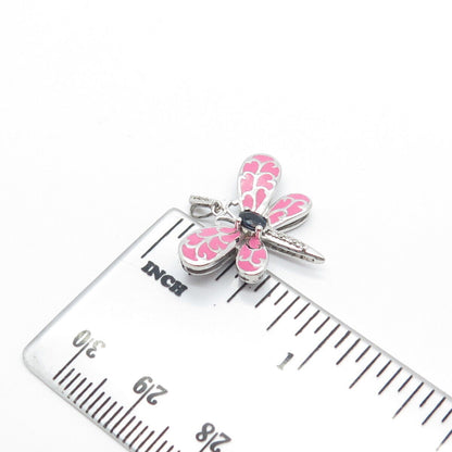 925 Sterling Silver JWBR Jane Seymour Real Diamond & Sapphire Enamel Pendant