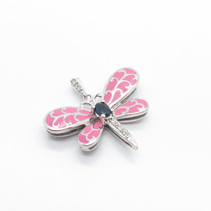 925 Sterling Silver JWBR Jane Seymour Real Diamond & Sapphire Enamel Pendant