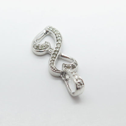 925 Sterling Silver Real White Diamond Infinity Heart Pendant