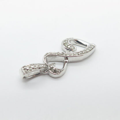 925 Sterling Silver Real White Diamond Infinity Heart Pendant