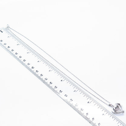 925 Sterling Silver Real Diamond Accent Heart Prince-of Wales Chain Necklace 18"