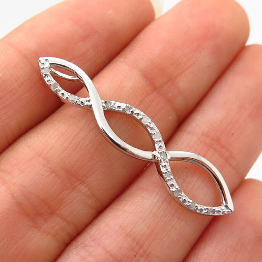 925 Sterling Silver Real Diamond Twisted Design Slide Pendant