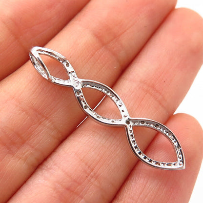 925 Sterling Silver Real Diamond Twisted Design Slide Pendant