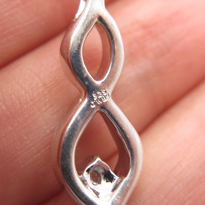 925 Sterling Silver Jane Seymour Real White Diamond Twisted Infinity Pendant