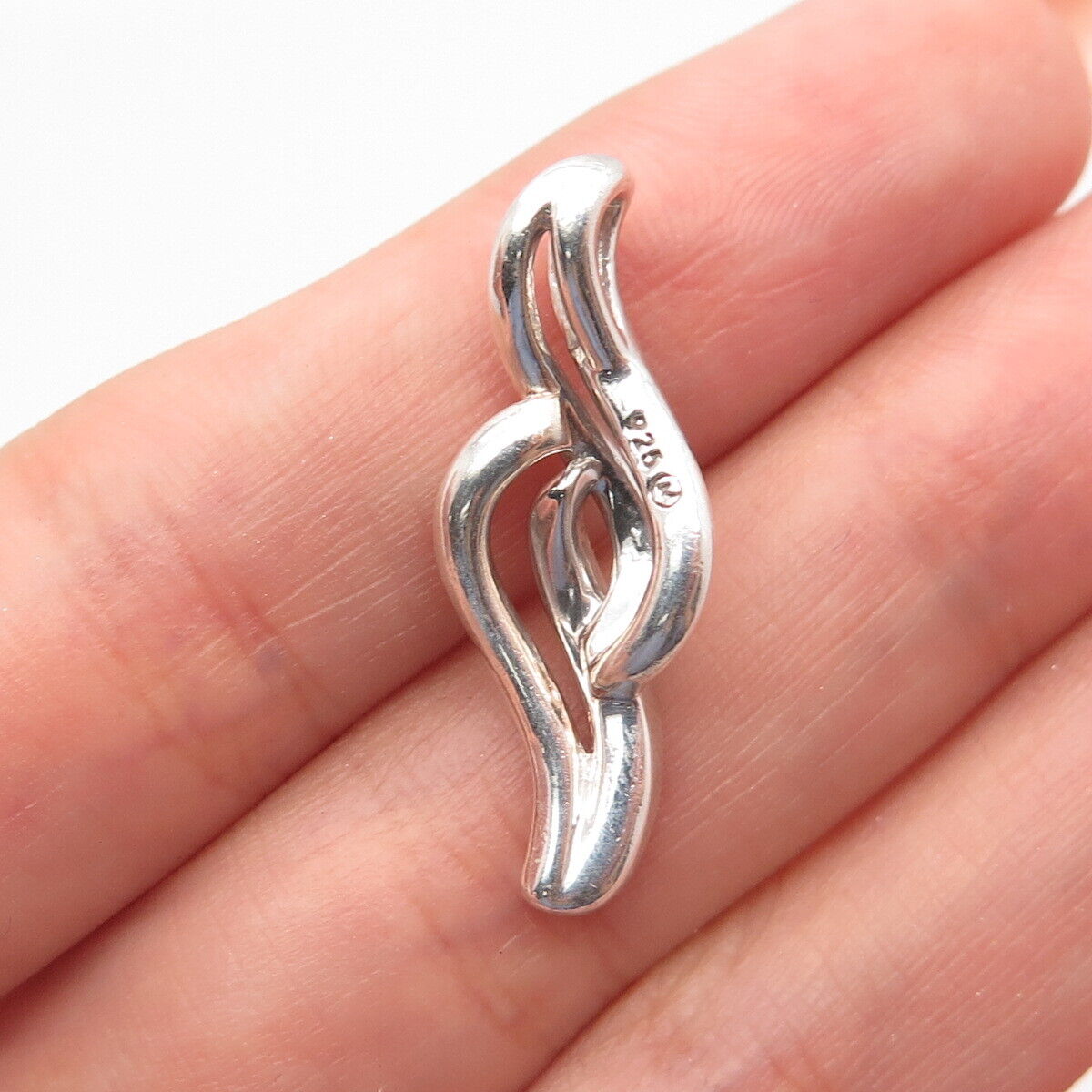 925 Sterling Silver Real Diamond Accent Twisted Slide Pendant