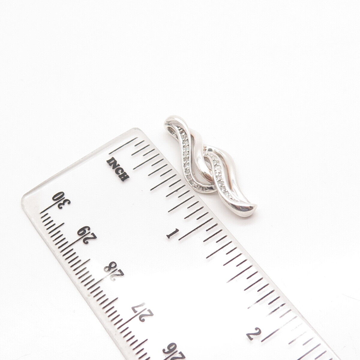 925 Sterling Silver Real Diamond Accent Twisted Slide Pendant