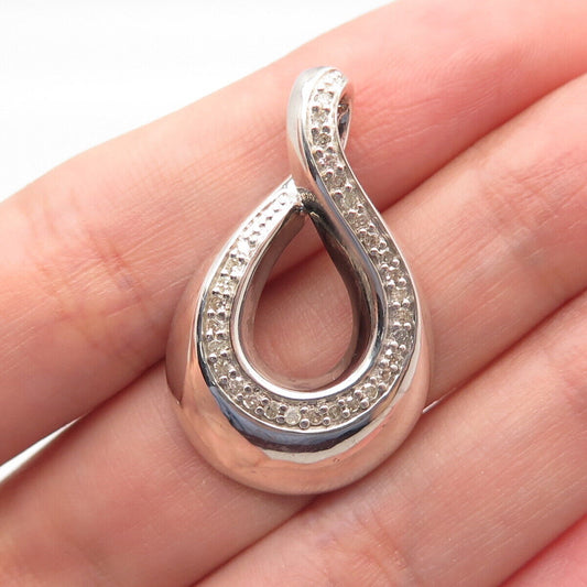 925 Sterling Silver SUN Real White Diamond Infinity Slide Pendant