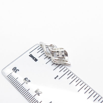 925 Sterling Silver SUN Real White & Black Diamond Pendant