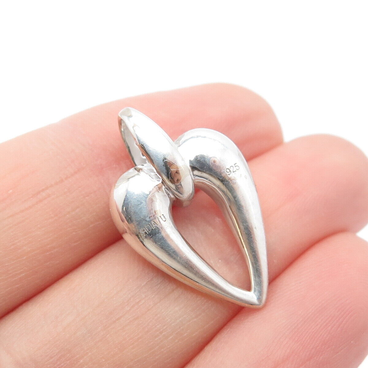 925 Sterling Silver Real White Diamond Heart Pendant