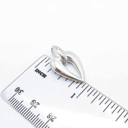 925 Sterling Silver Real White Diamond Heart Pendant