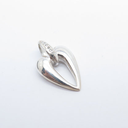 925 Sterling Silver Real White Diamond Heart Pendant