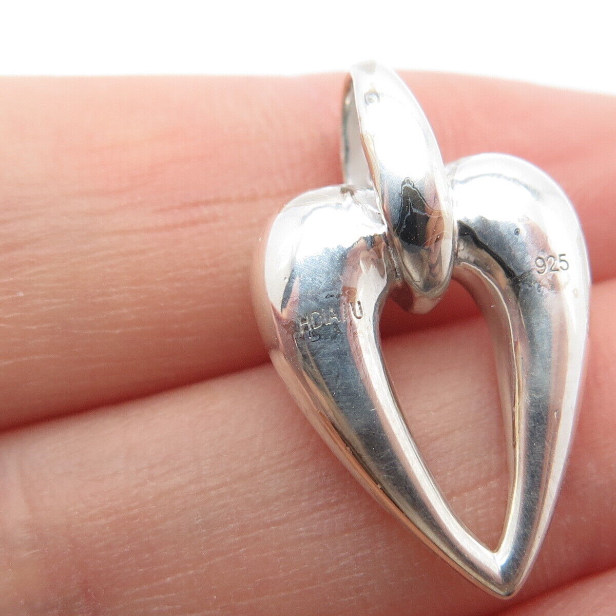 925 Sterling Silver Real White Diamond Heart Pendant