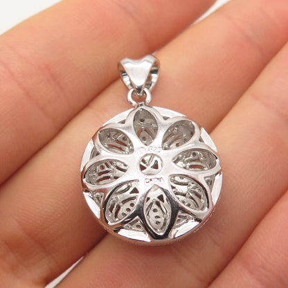 925 Sterling Silver East Arts Jewelry Real Diamond Round Floral Pendant