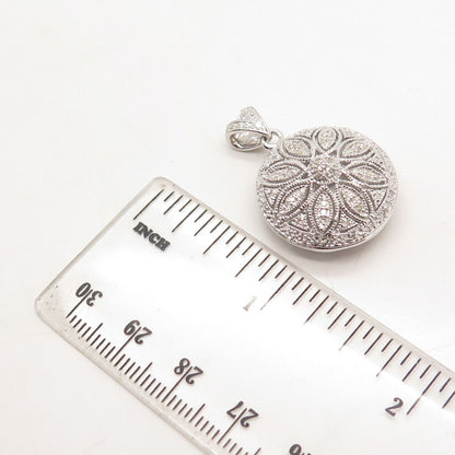 925 Sterling Silver East Arts Jewelry Real Diamond Round Floral Pendant