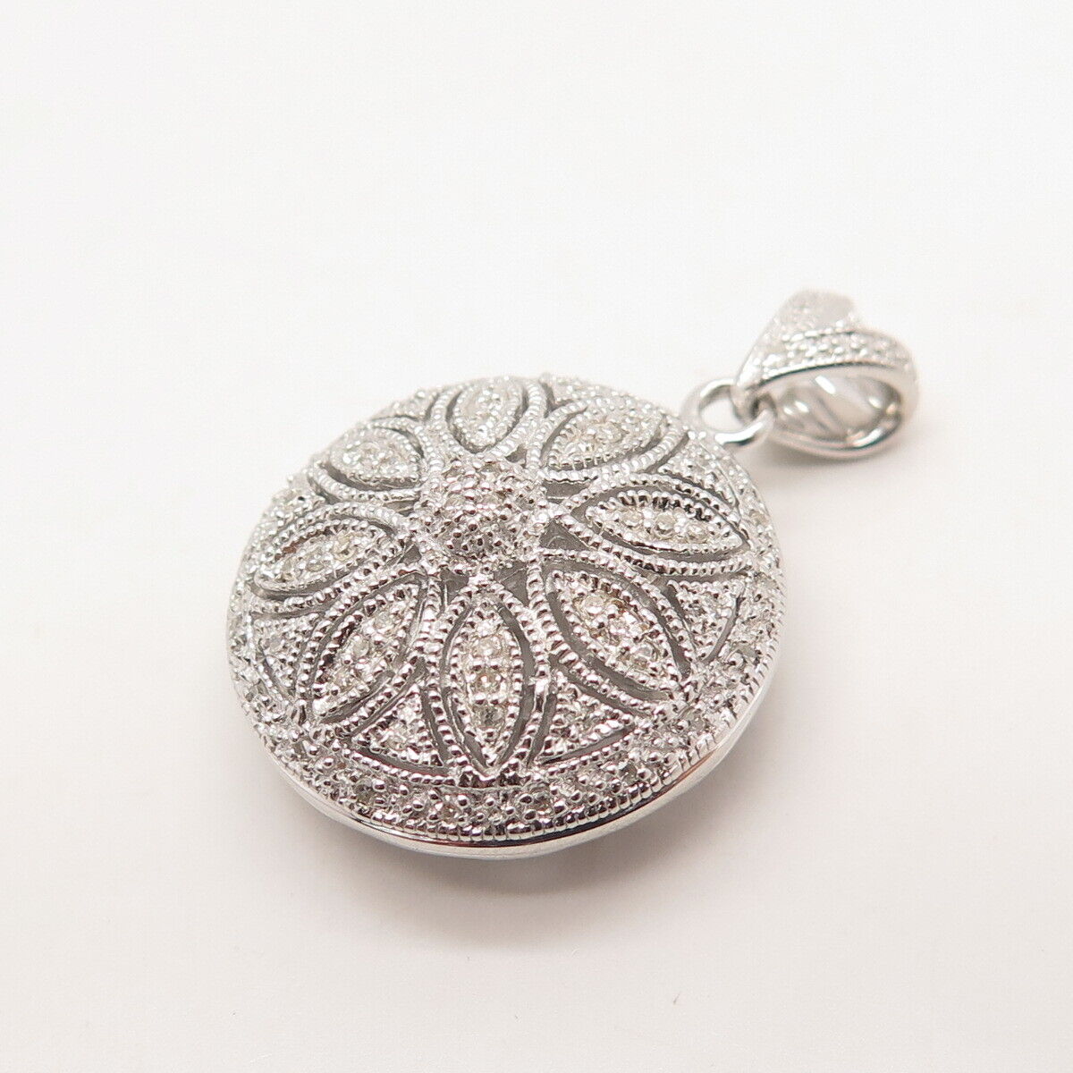 925 Sterling Silver East Arts Jewelry Real Diamond Round Floral Pendant