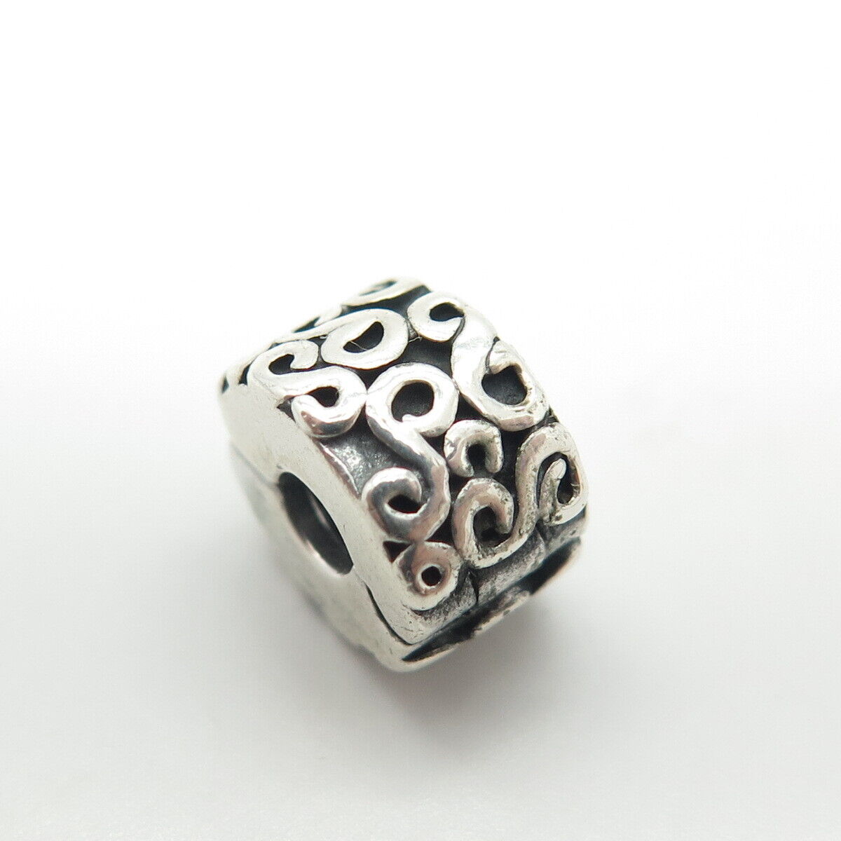 925 Sterling Silver Pandora Swirl Clip Charm