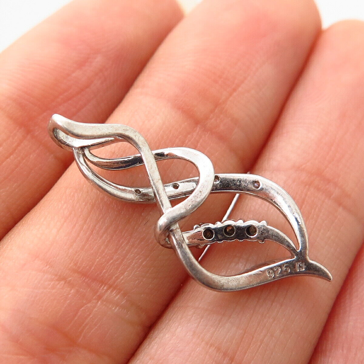 925 Sterling Silver Real Diamond Infinity Design Slide Pendant