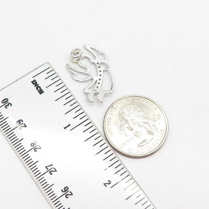 925 Sterling Silver 2-Tone Real Diamond Angel Slide Pendant