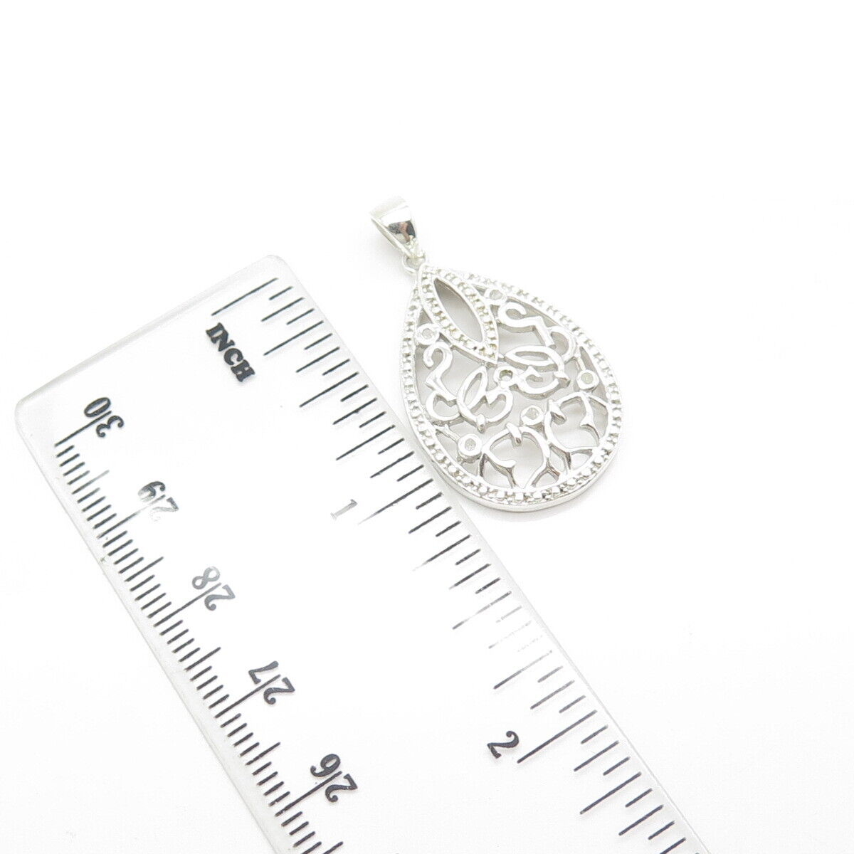 925 Sterling Silver Real White Diamond Ornate Pendant