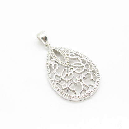 925 Sterling Silver Real White Diamond Ornate Pendant