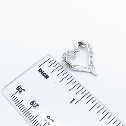 925 Sterling Silver Real Diamond Open Heart Slide Pendant