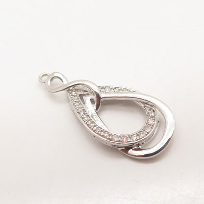 925 Sterling Silver Samuel Aaron Real White Diamond Twisted Teardrop Pendant