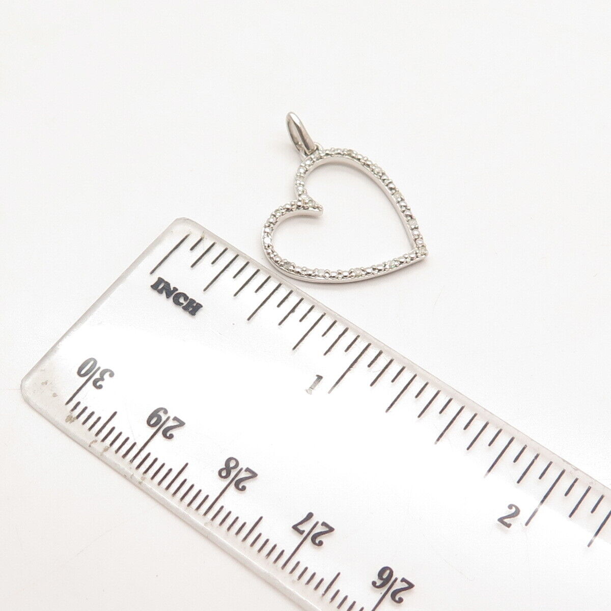 925 Sterling Silver GCA Real White Diamond Open Heart Pendant