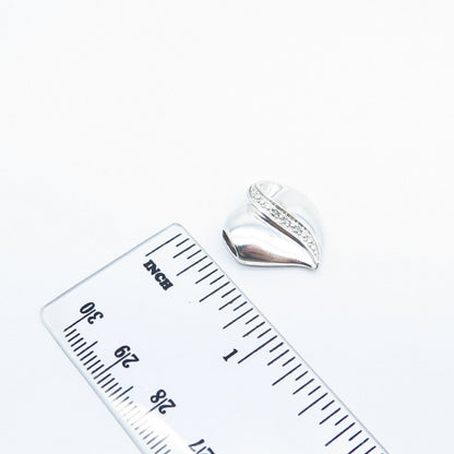 925 Sterling Silver Real White Diamond Heart Slide Pendant