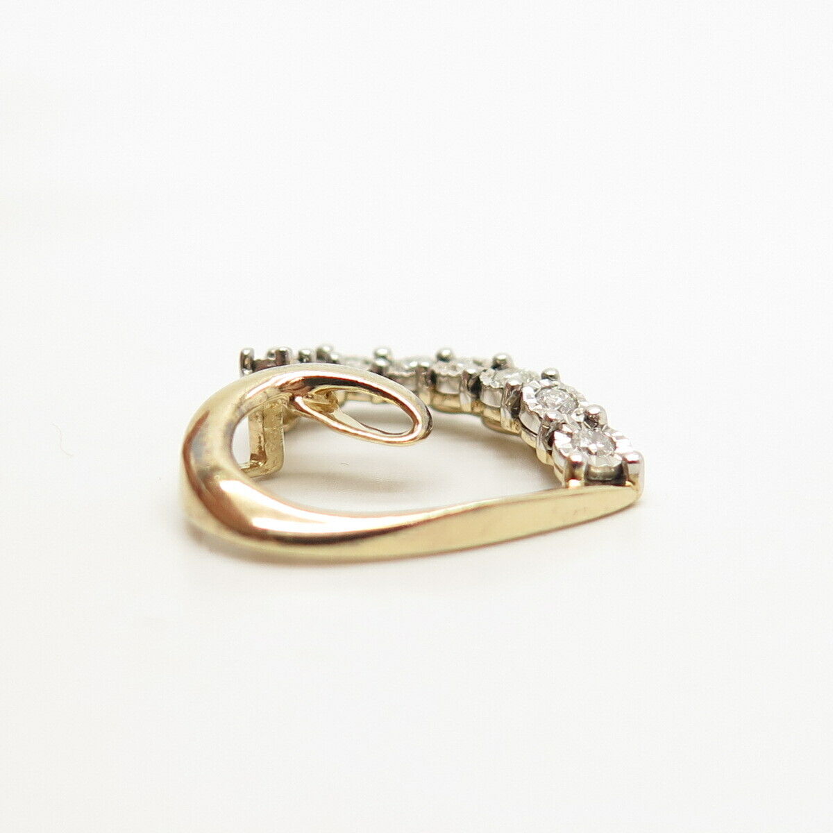 925 Sterling Silver Gold Plated Real Diamond Open Heart Slide Pendant