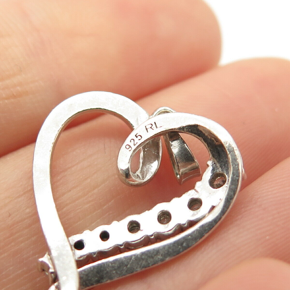 925 Sterling Silver Real Diamond Open Heart Pendant