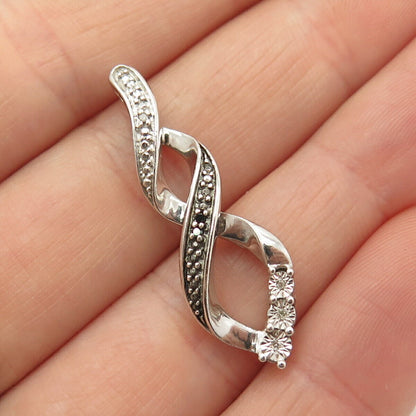 925 Sterling Silver Real Diamond Infinity / Crossover Slide Pendant