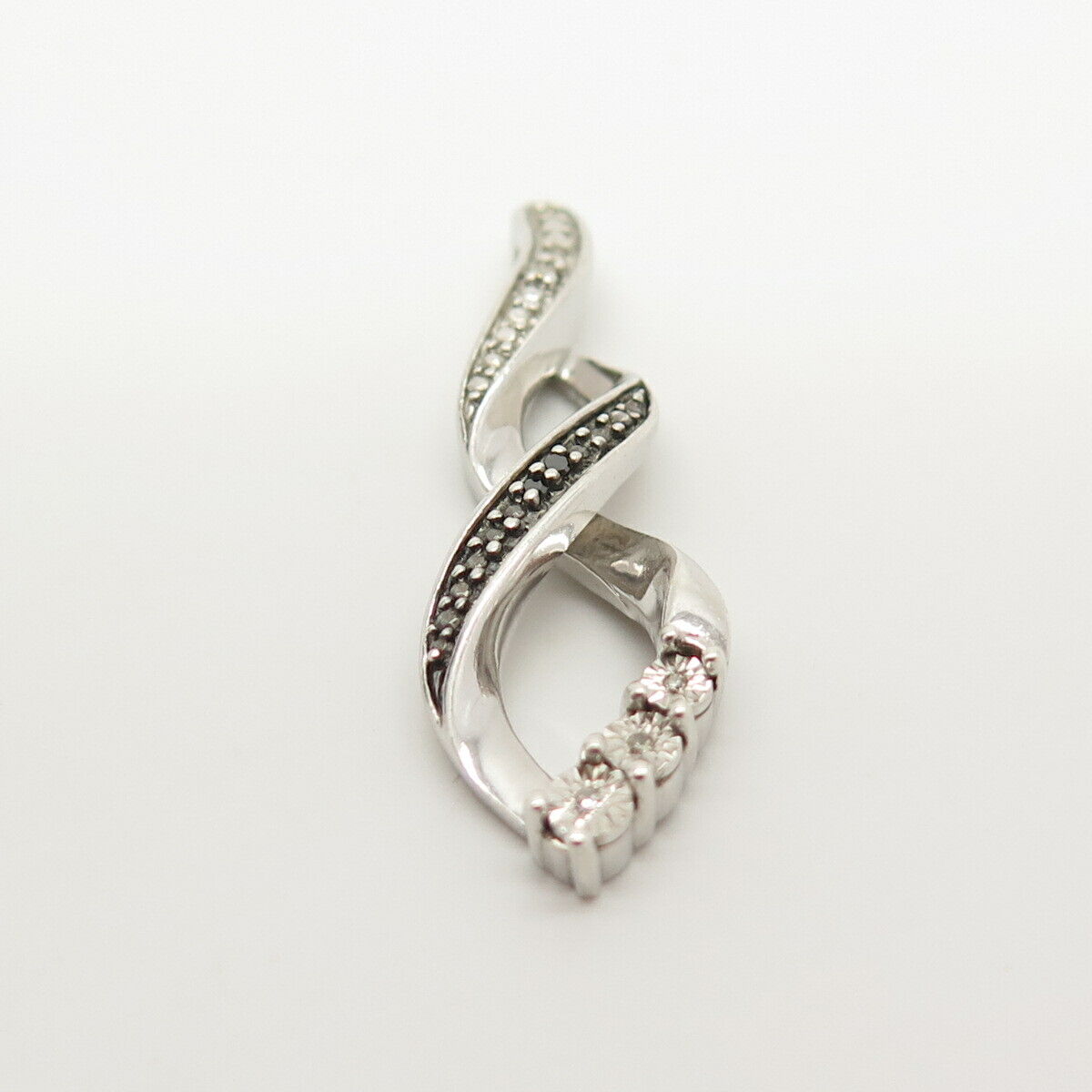 925 Sterling Silver Real Diamond Infinity / Crossover Slide Pendant