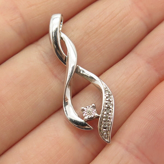 925 Sterling Silver Real Diamond Infinity / Crossover Slide Pendant